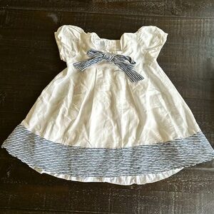 Charming Ciccino Italian White and Blue Striped toddler  Easter Spring Dress
